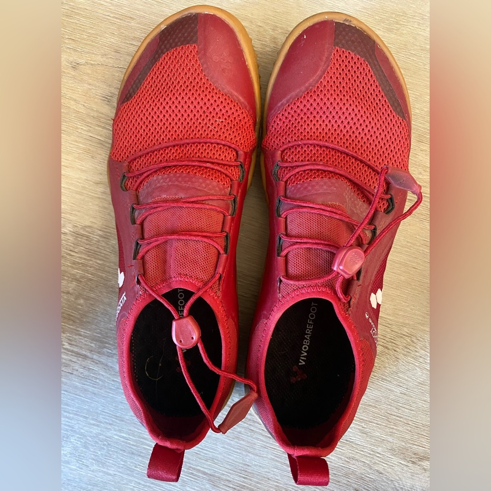 RARE Vivobarefoot Primus Red trail running/hiking shoes, size 10 (EU 41)
